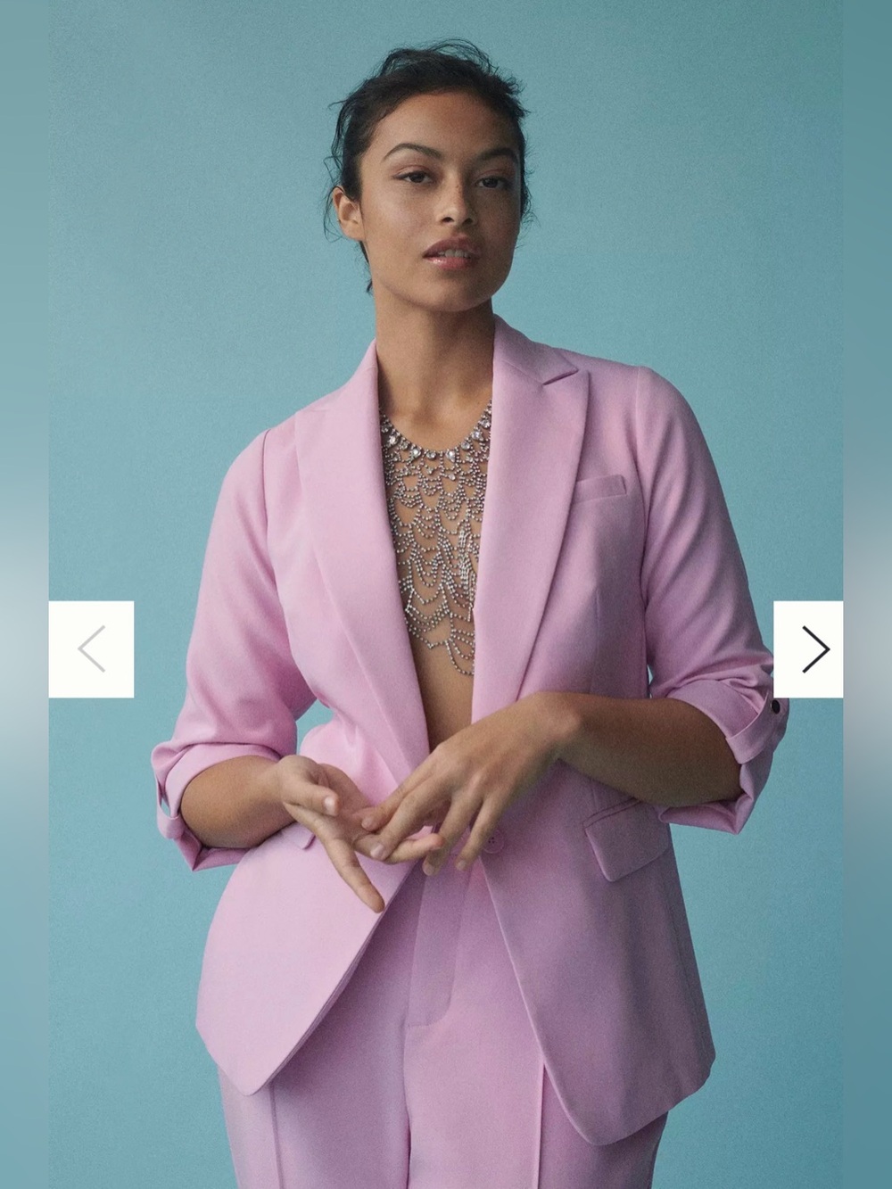 Maeve Anthropology Roll Sleeve Blazer in Pink